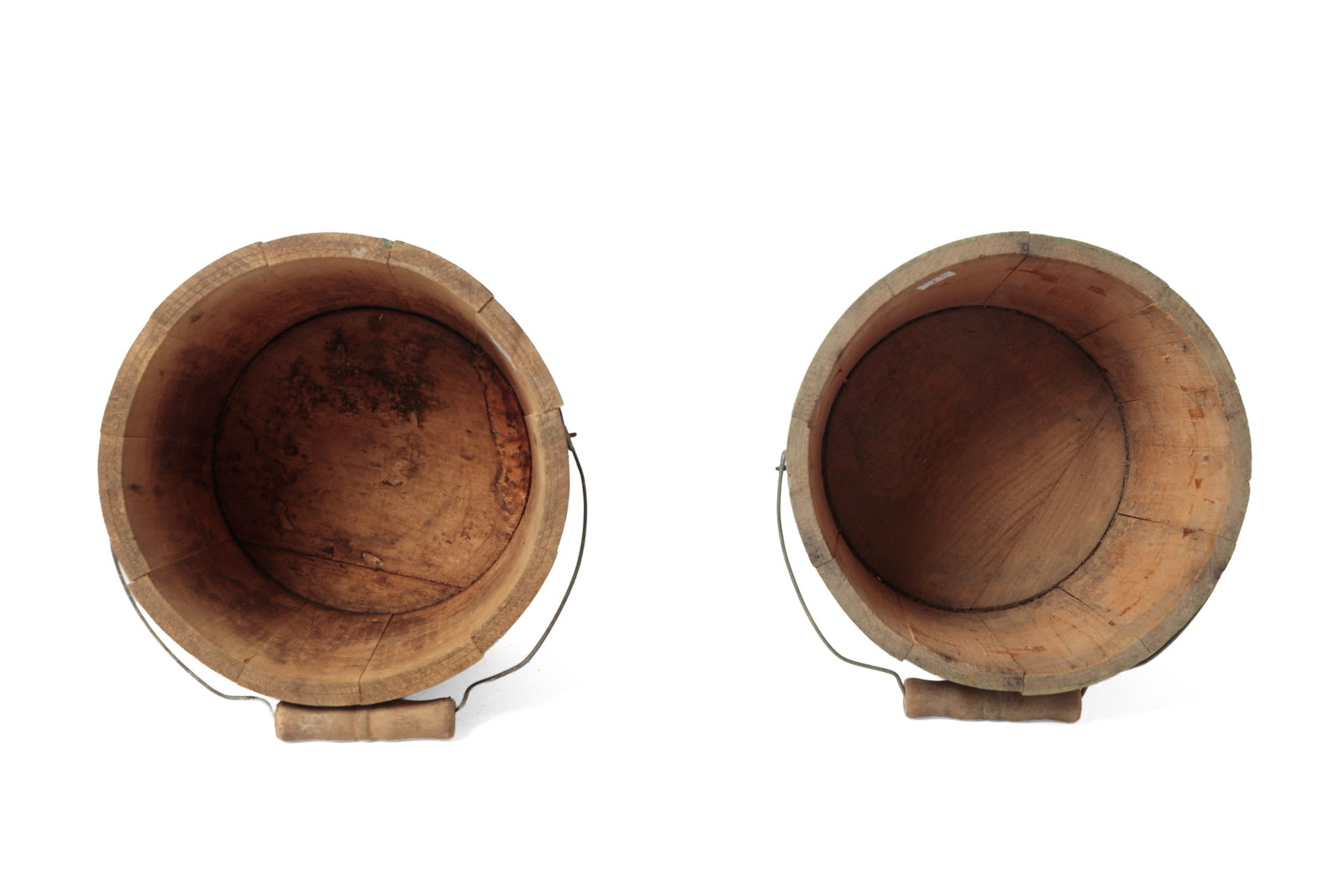 FIVE STAVE-CONSTRUCTED PAILS IN ORIGINAL PAINT. - 14