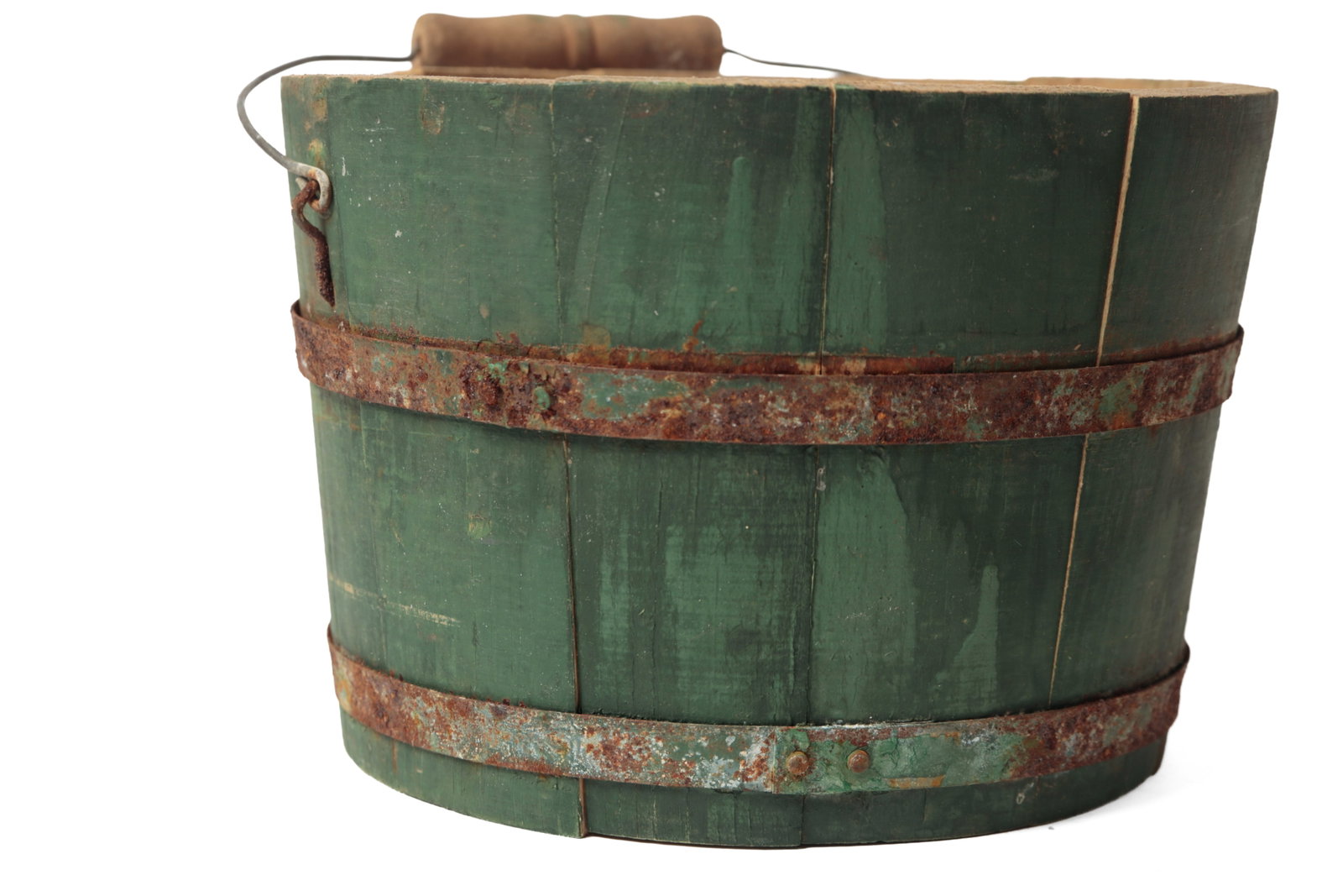 FIVE STAVE-CONSTRUCTED PAILS IN ORIGINAL PAINT. - 18