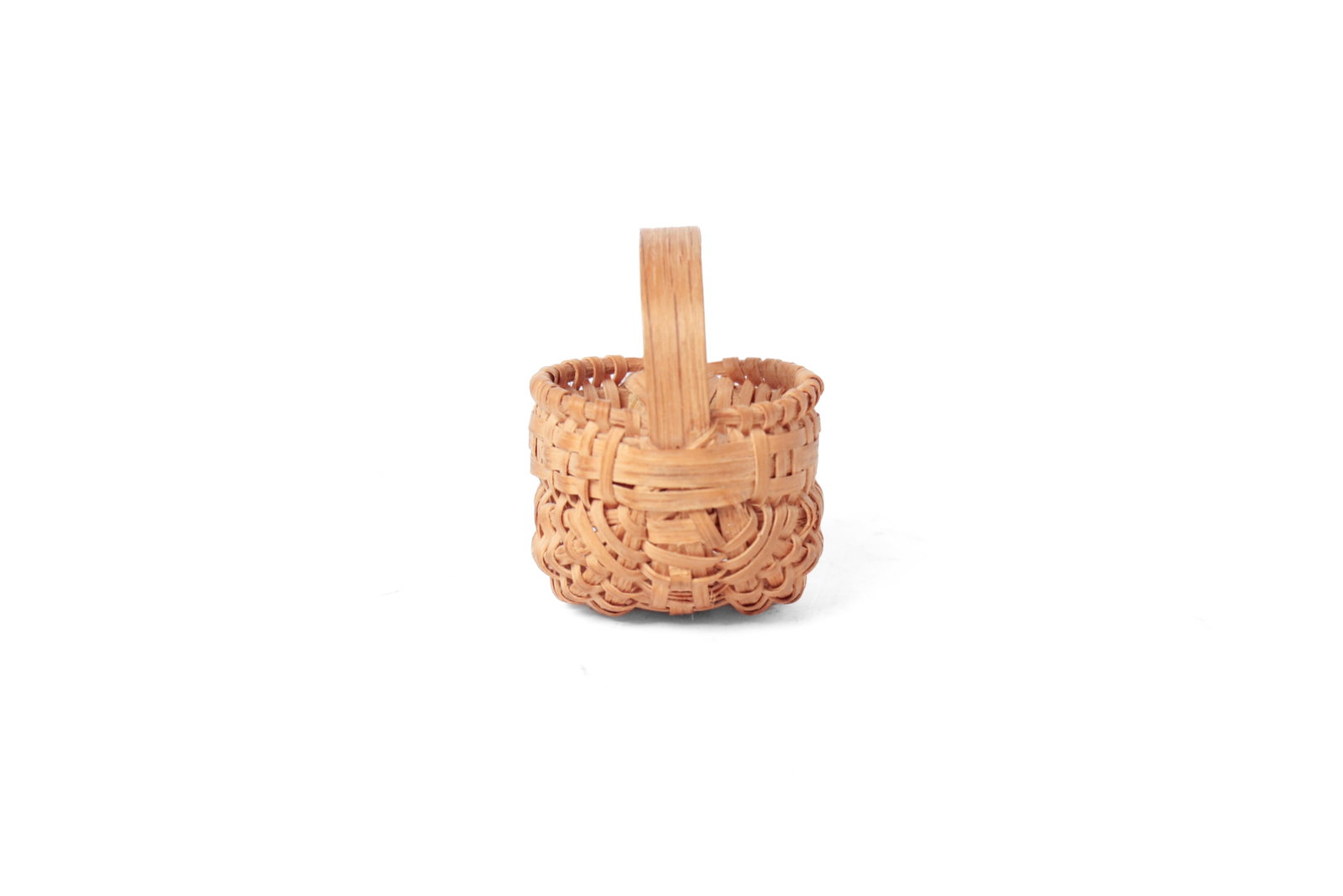 TWO MINIATURE WOVEN SPLIT BUTTOCKS BASKETS. - 10