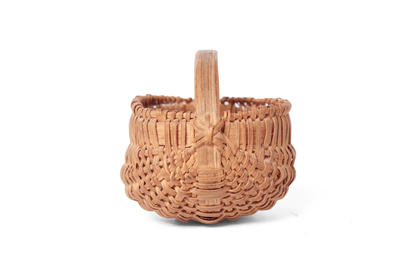 TWO MINIATURE WOVEN SPLIT BUTTOCKS BASKETS. - 5