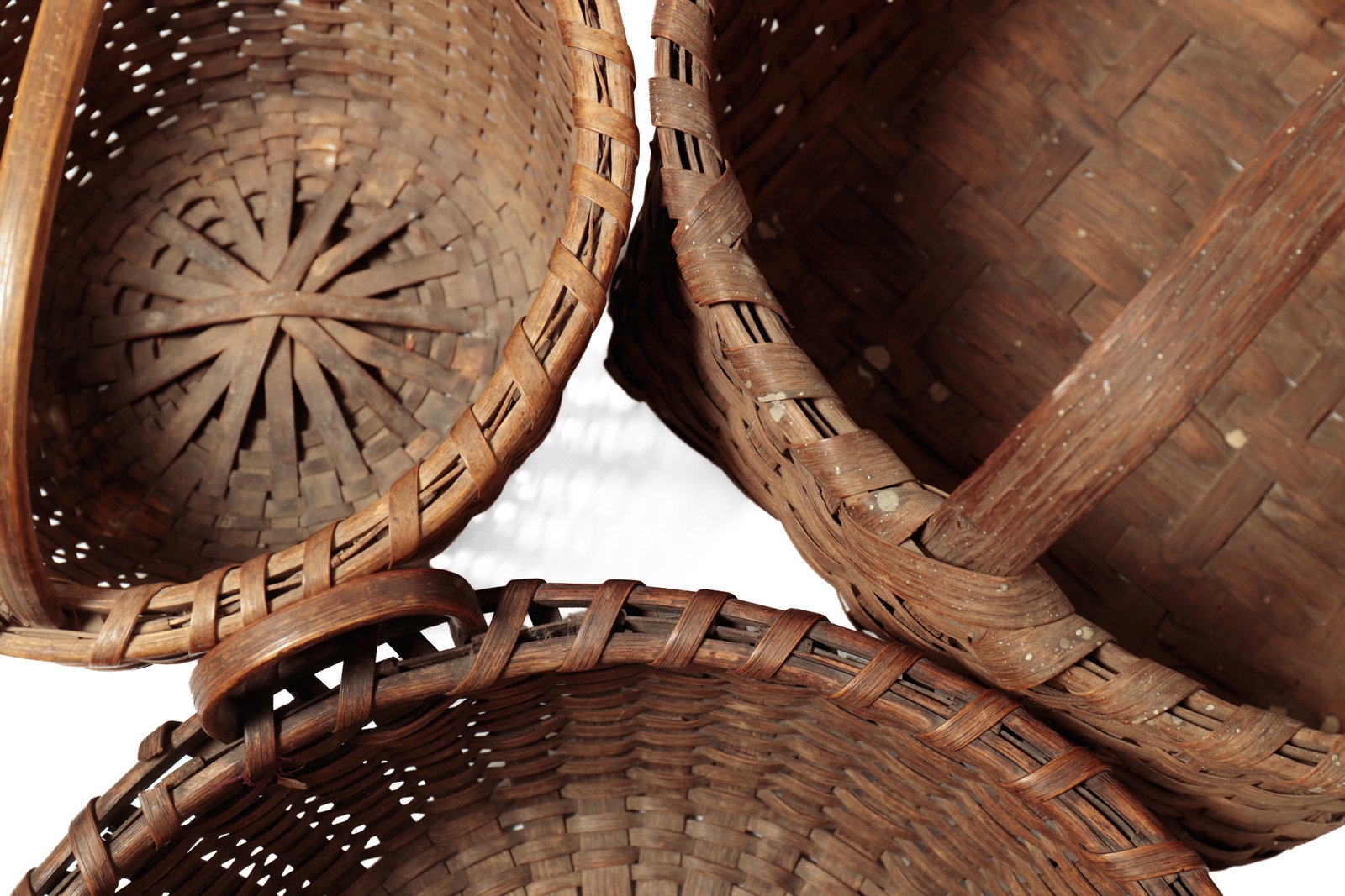THREE BENTWOOD HANDLED BASKETS. - 19