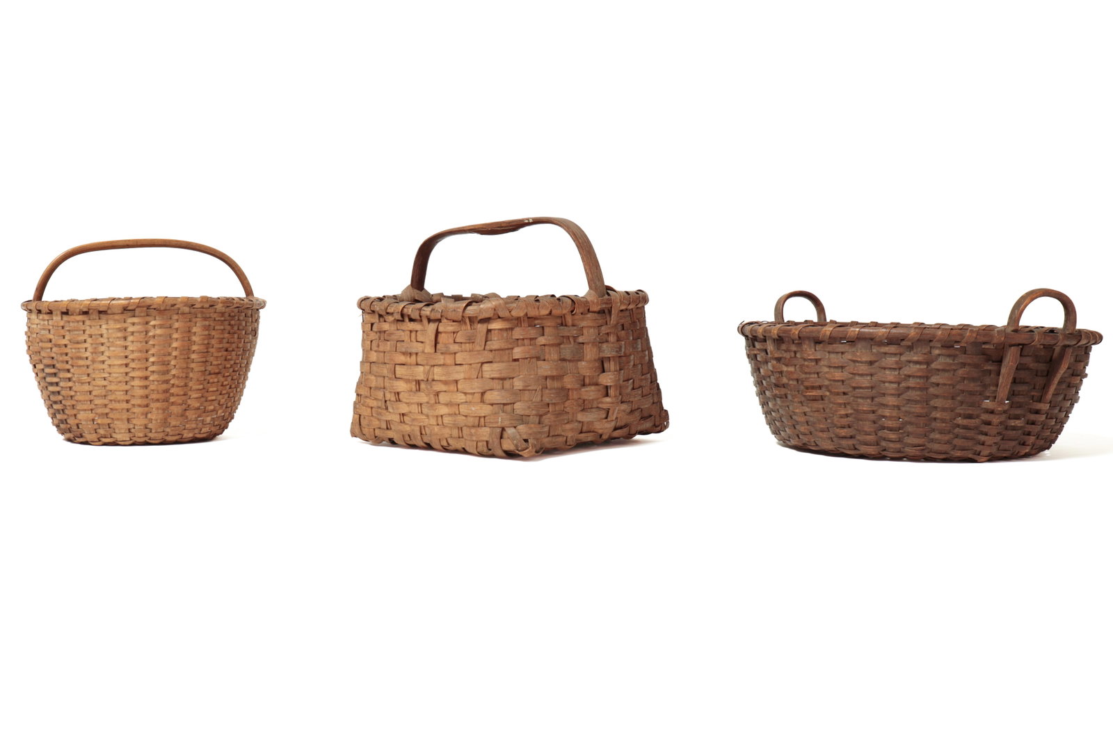 THREE BENTWOOD HANDLED BASKETS. - 2