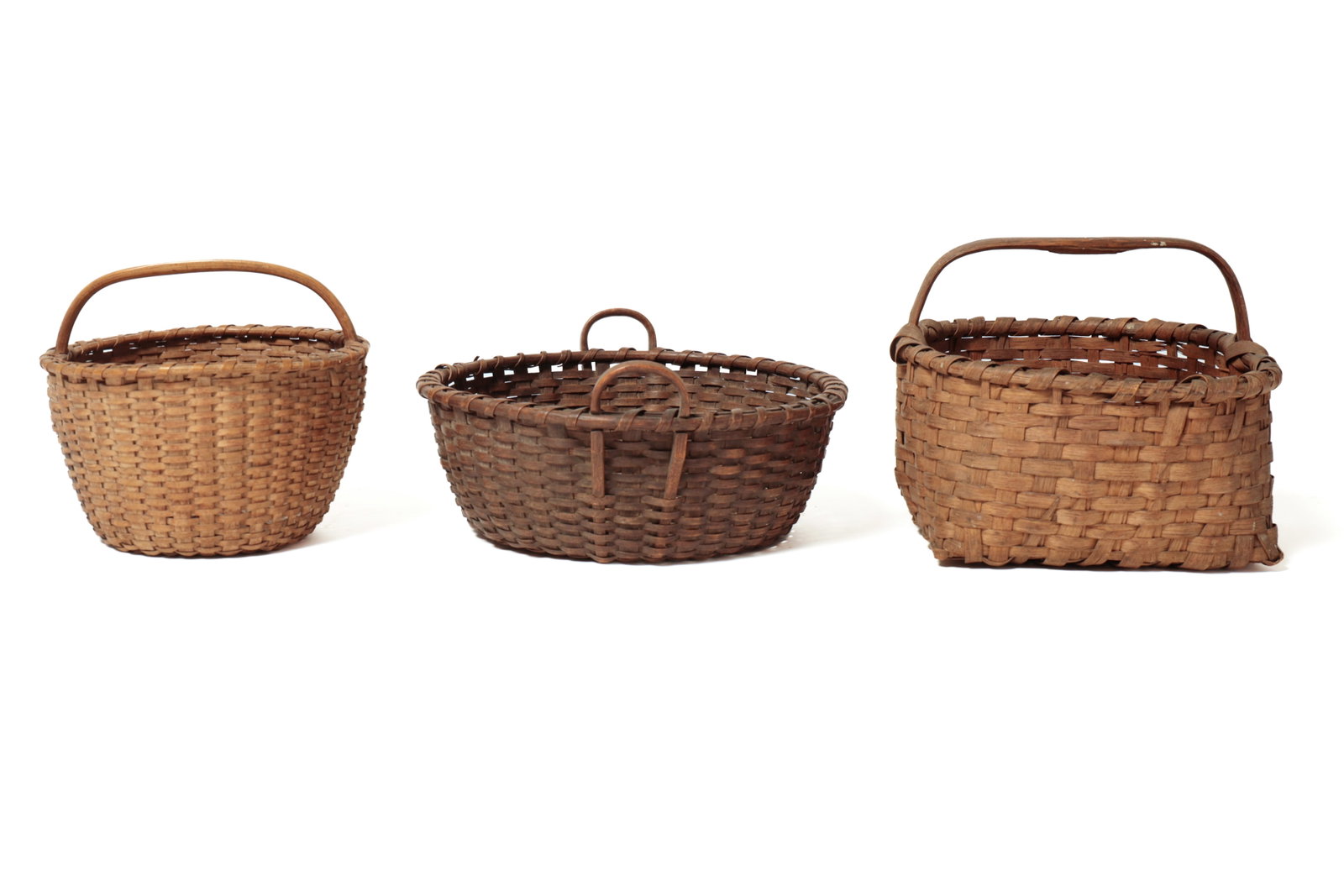 THREE BENTWOOD HANDLED BASKETS. - 3