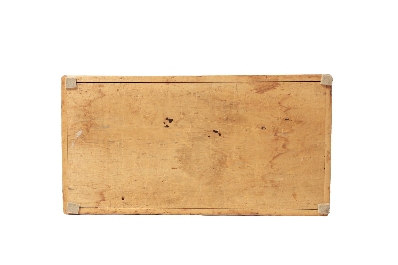 MUSTARD-PAINTED DOCUMENT BOX WITH DECOUPAGED DECALS. - 7