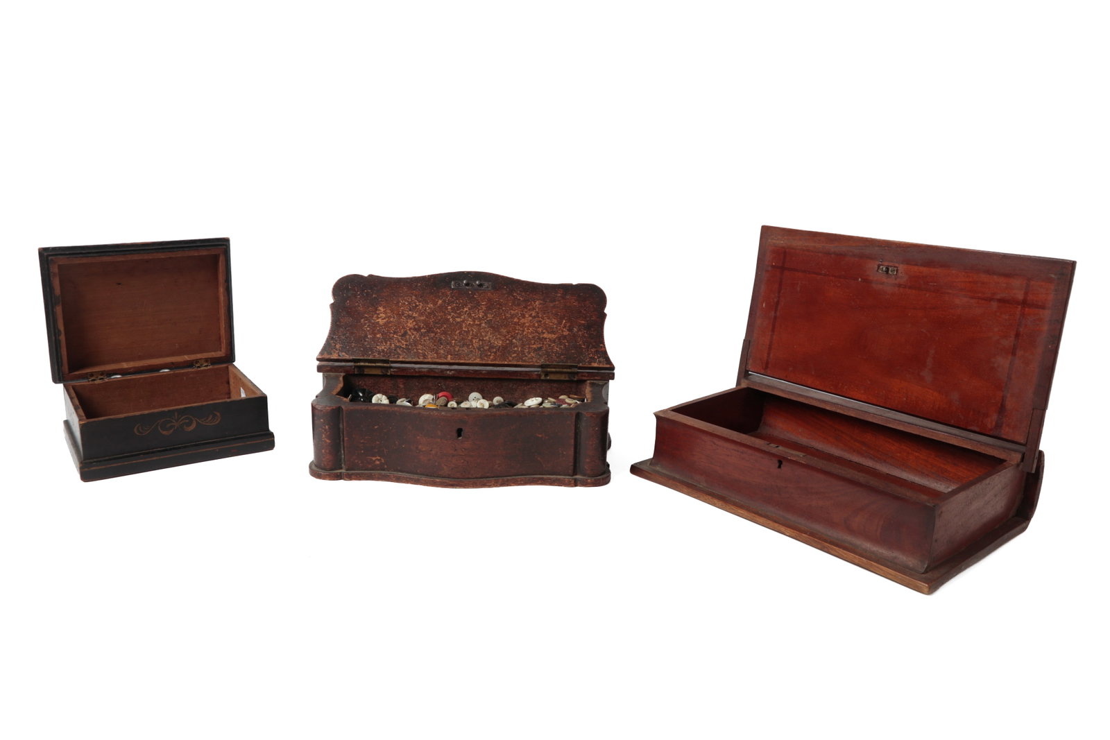 THREE WOOD BOXES. (1 of 20)