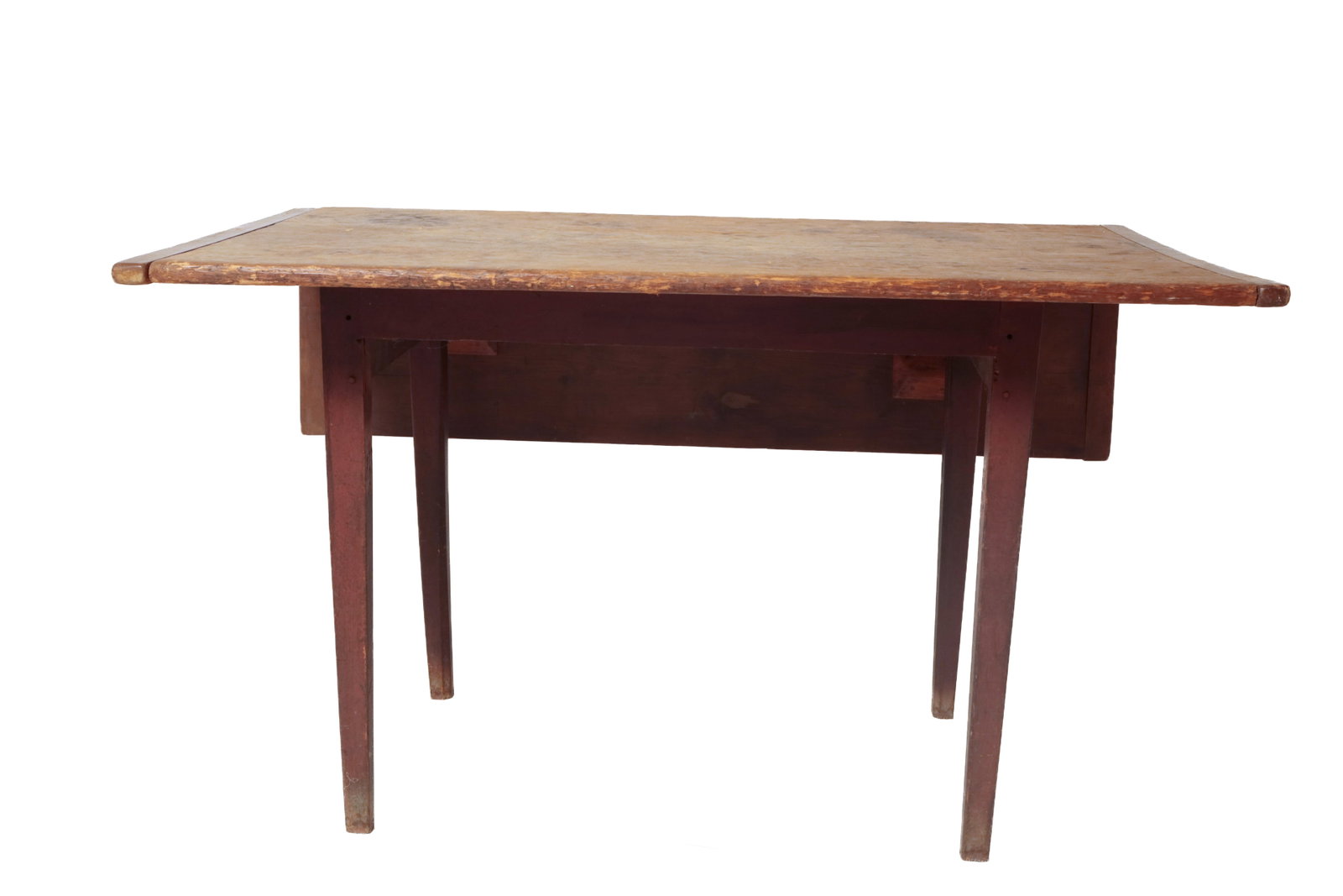SINGLE DROP LEAF TAVERN TABLE WITH ORIGINAL RED PAINT. - 3