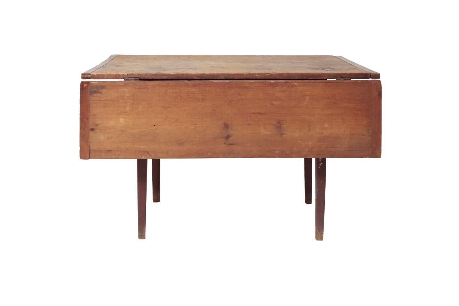SINGLE DROP LEAF TAVERN TABLE WITH ORIGINAL RED PAINT. - 5
