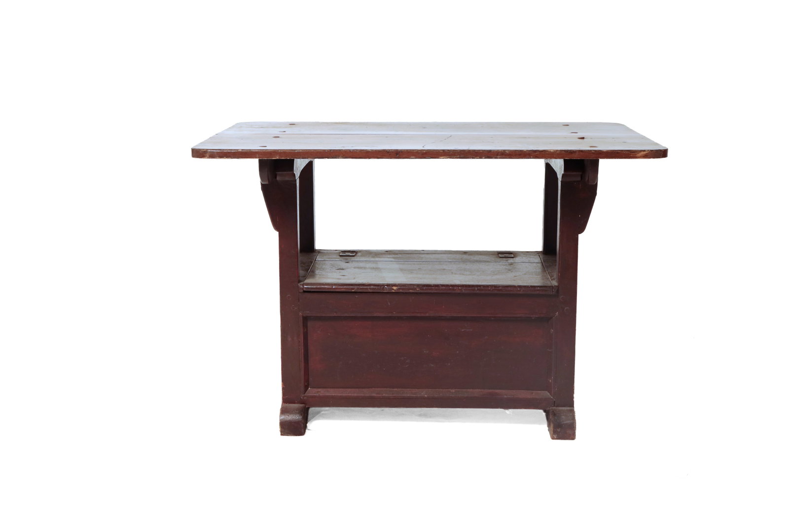 RED-PAINTED CHAIR TABLE. (1 of 6)