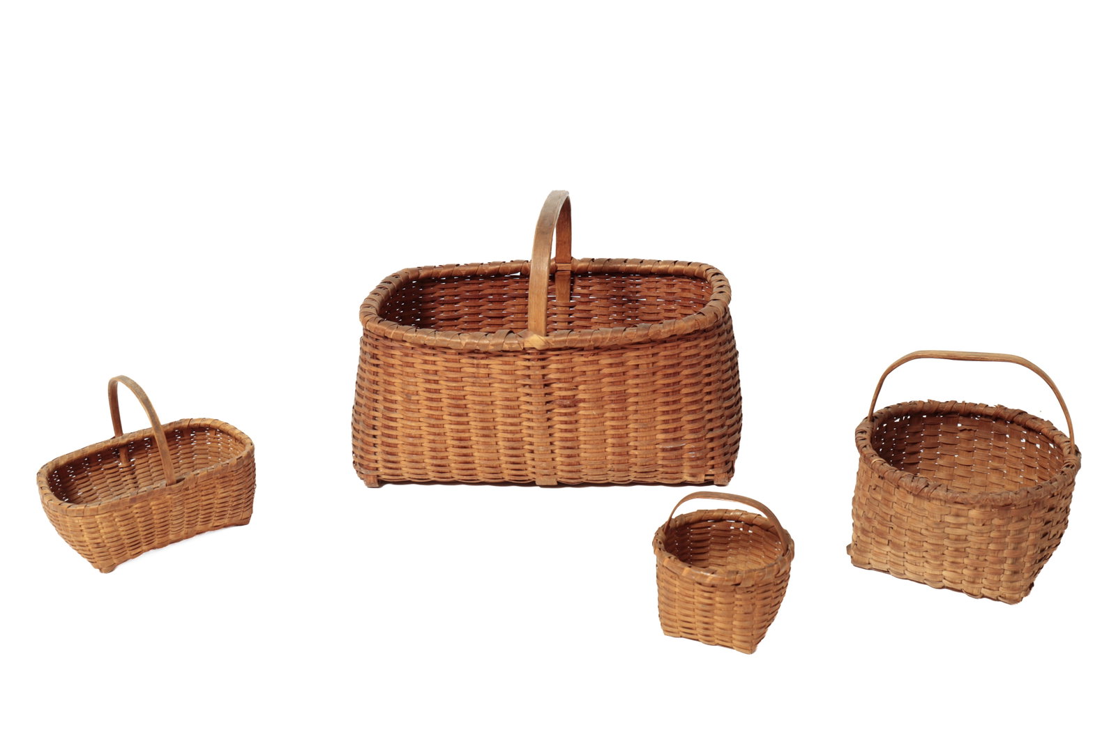 FOUR HANDLED WOVEN SPLIT BASKETS. (1 of 10)