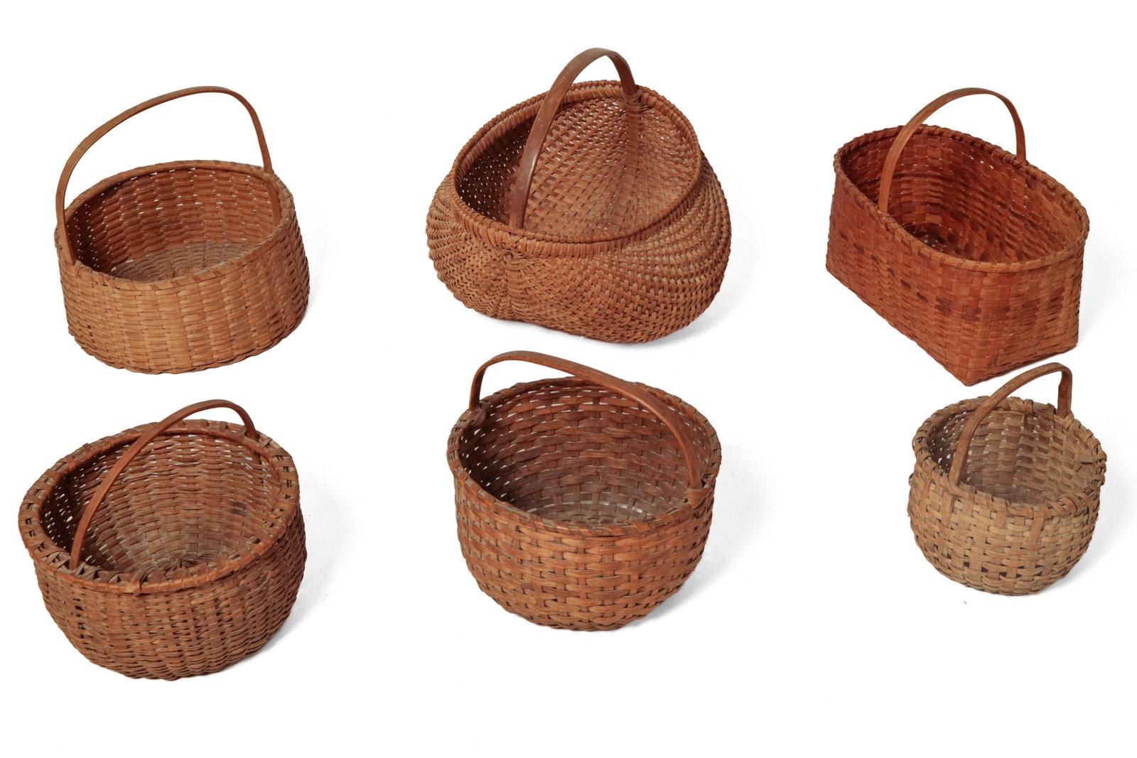 SIX HANDLED SPLINT BASKETS. (1 of 15)