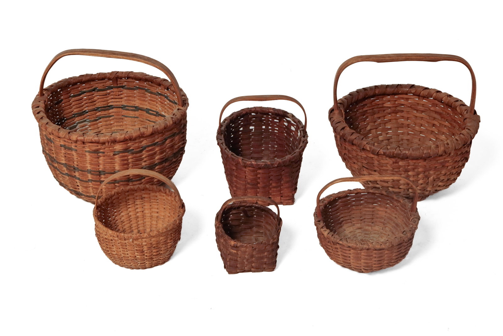 SIX HANDLED SPLINT BASKETS. - 2