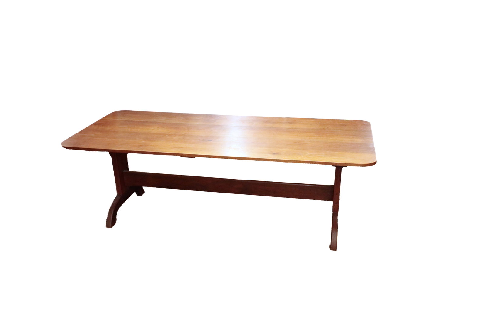 SHAKER STYLE WALNUT TRESTLE TABLE. (1 of 4)