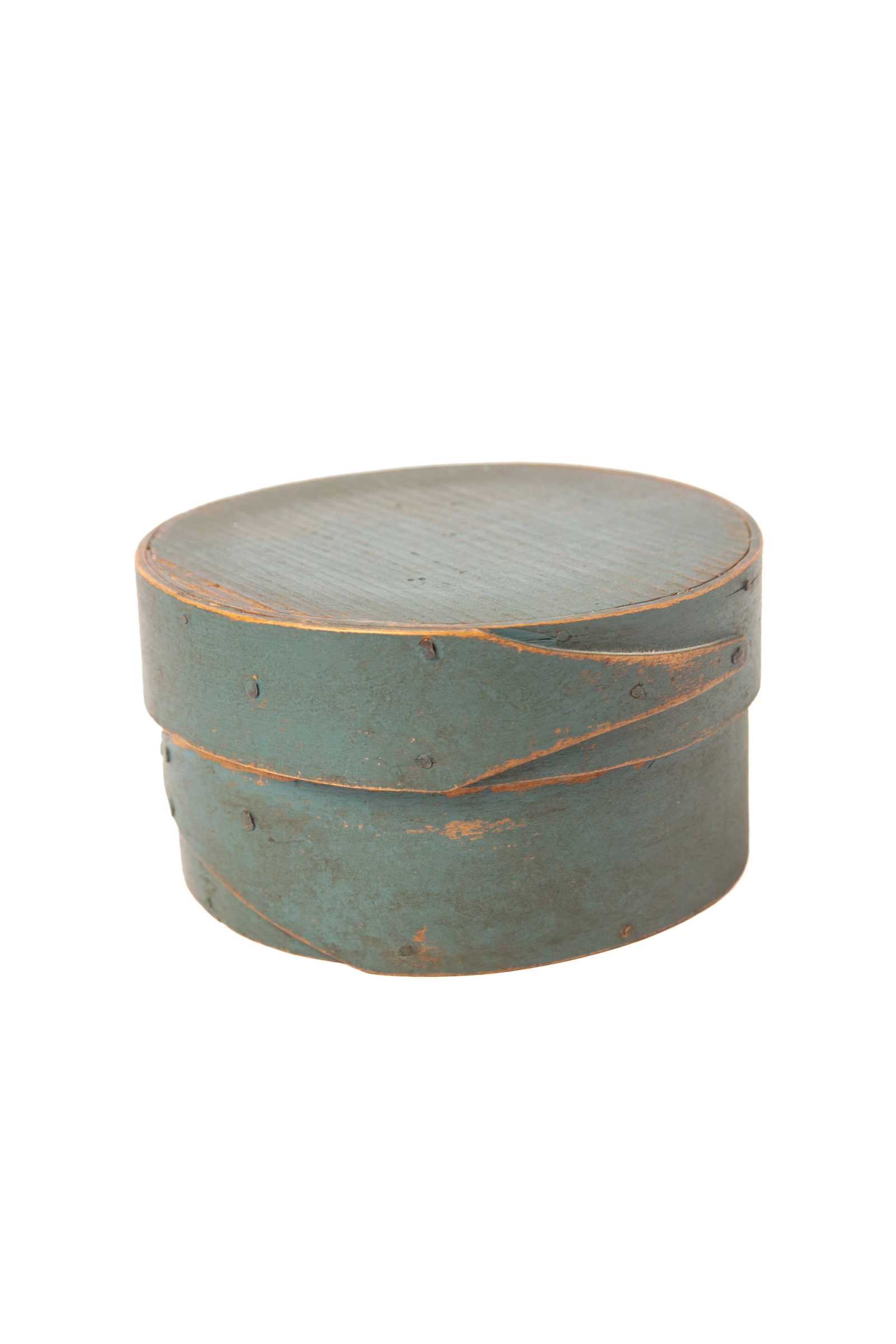 TWO ROUND PANTRY BOXES IN ORIGINAL PAINT. - 2