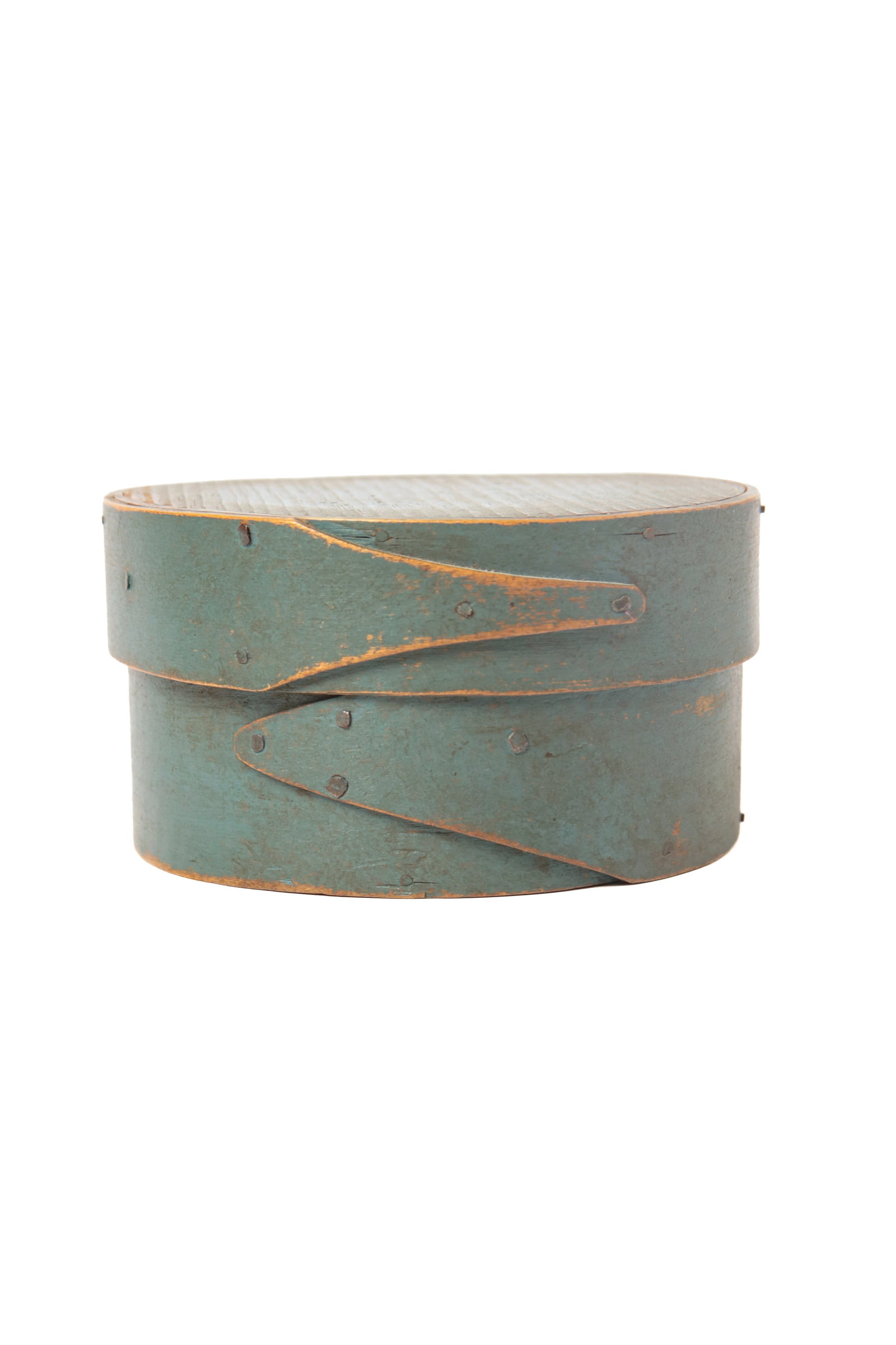 TWO ROUND PANTRY BOXES IN ORIGINAL PAINT. - 3