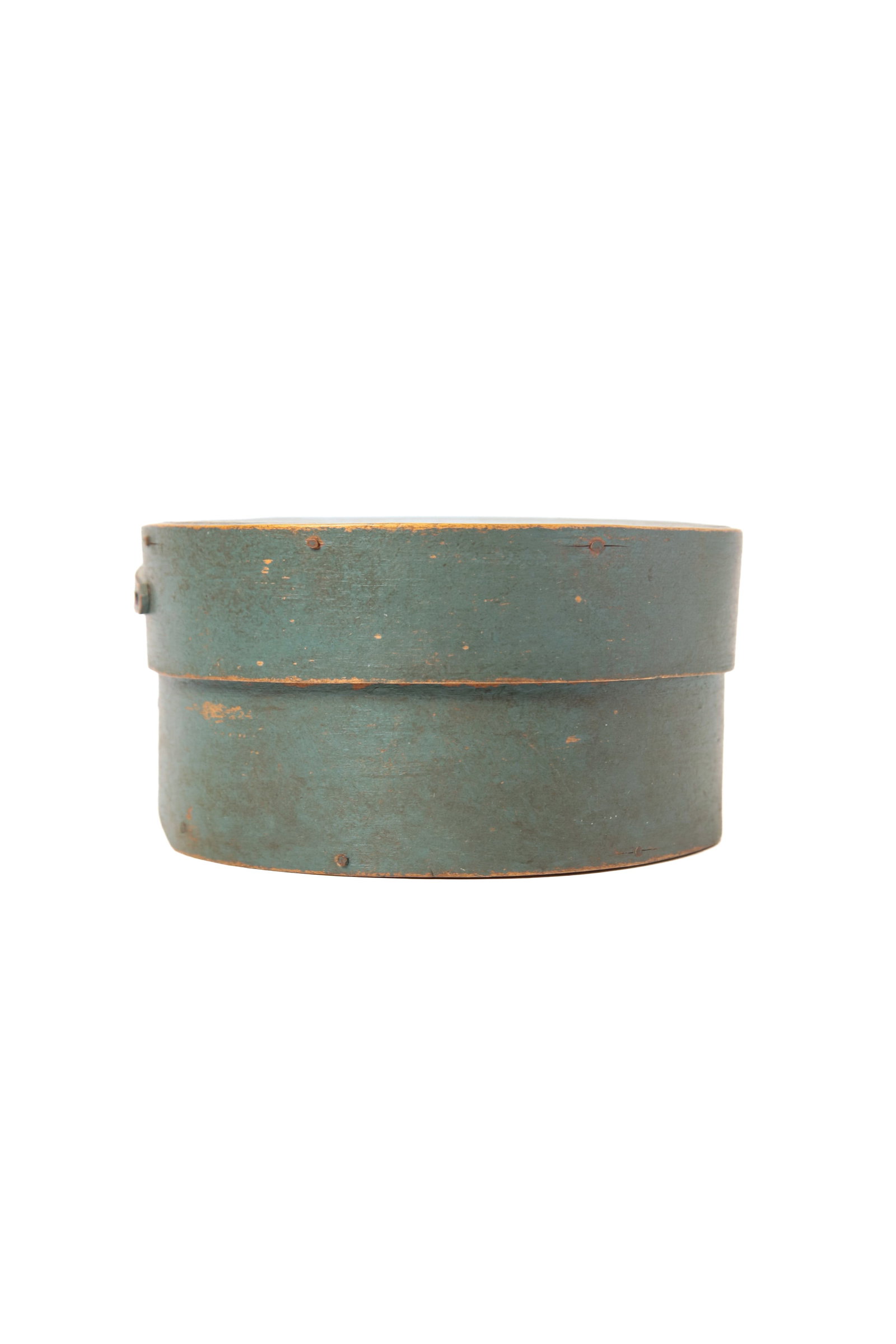 TWO ROUND PANTRY BOXES IN ORIGINAL PAINT. - 4