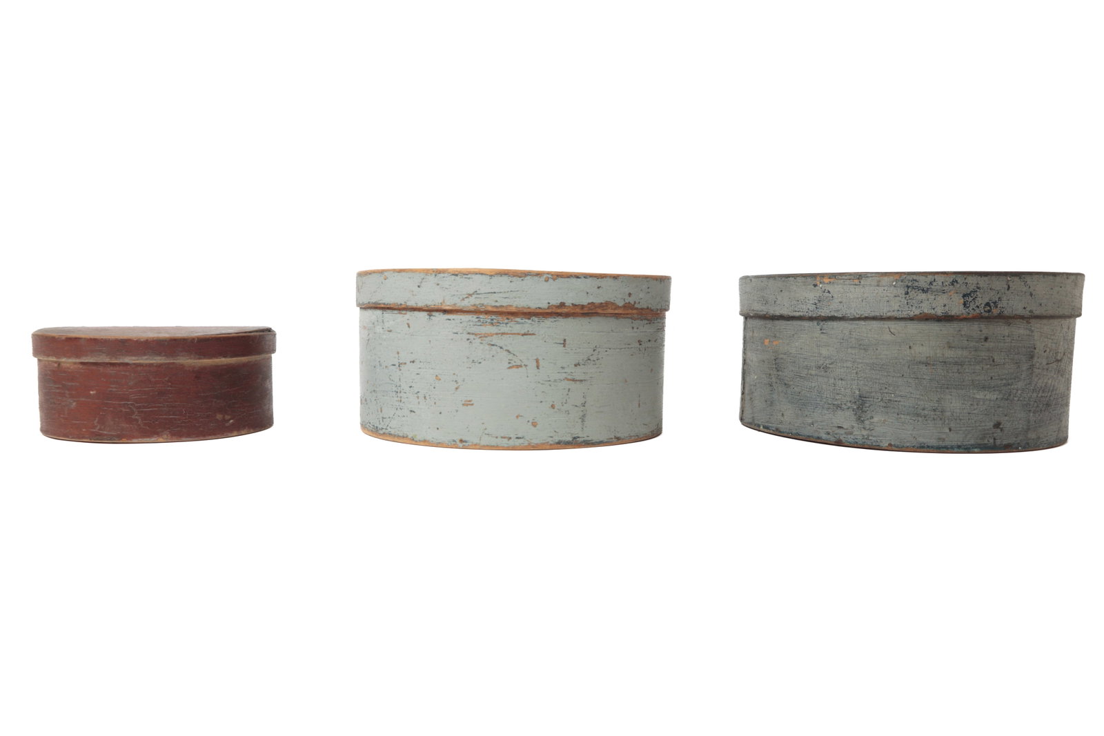 THREE PAINTED BENTWOOD PANTRY BOXES. - 2