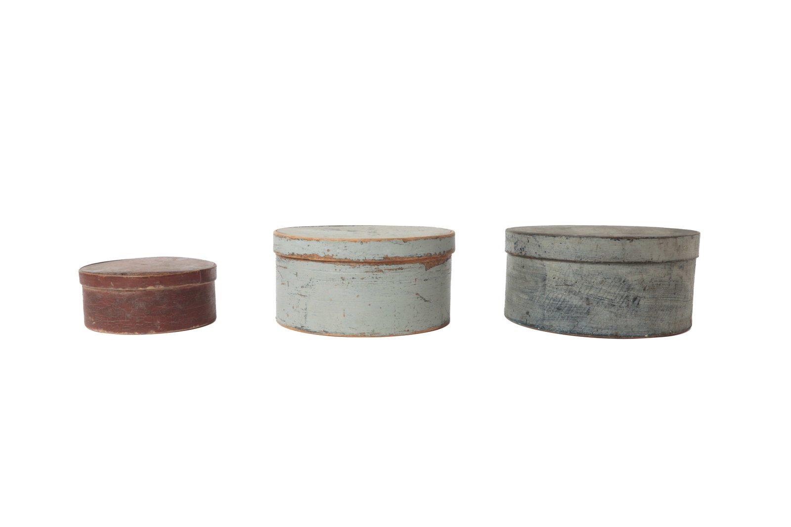THREE PAINTED BENTWOOD PANTRY BOXES. - 3