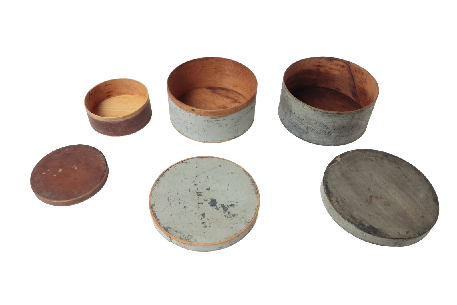 THREE PAINTED BENTWOOD PANTRY BOXES. - 6