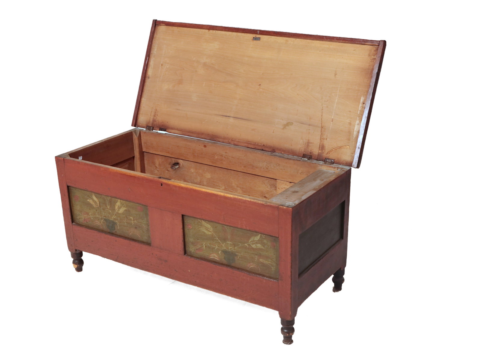 SHERATON BLANKET CHEST WITH ORIGINAL PAINT AND FLORAL DECORATION. (1 of 7)