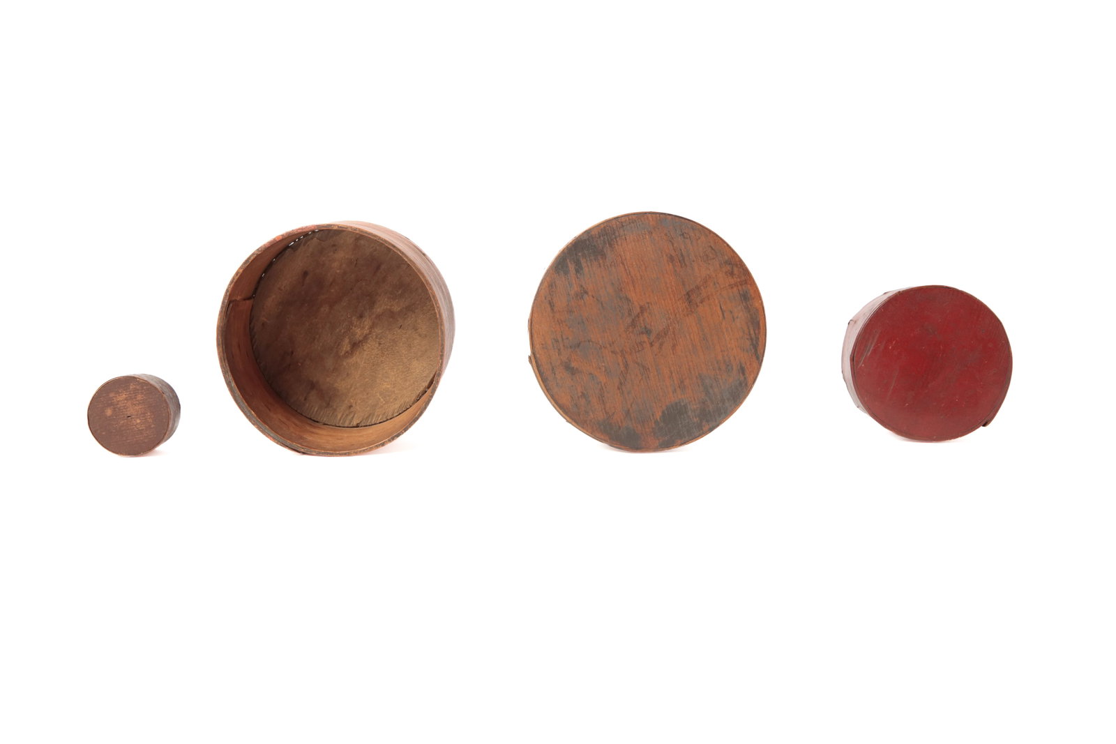 FOUR PAINTED BENTWOOD ITEMS. - 4