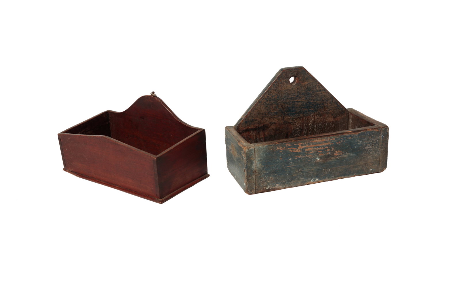 TWO PAINTED WALL BOXES, INCL. ONE IN MAHOGANY. (1 of 11)