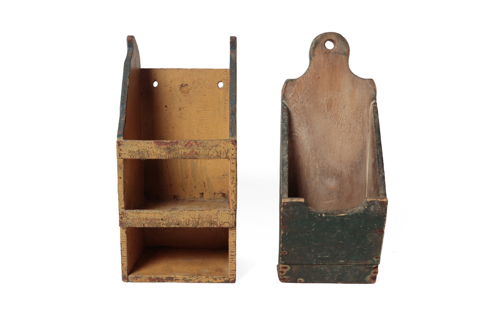 TWO PAINTED WALL BOXES. - 2