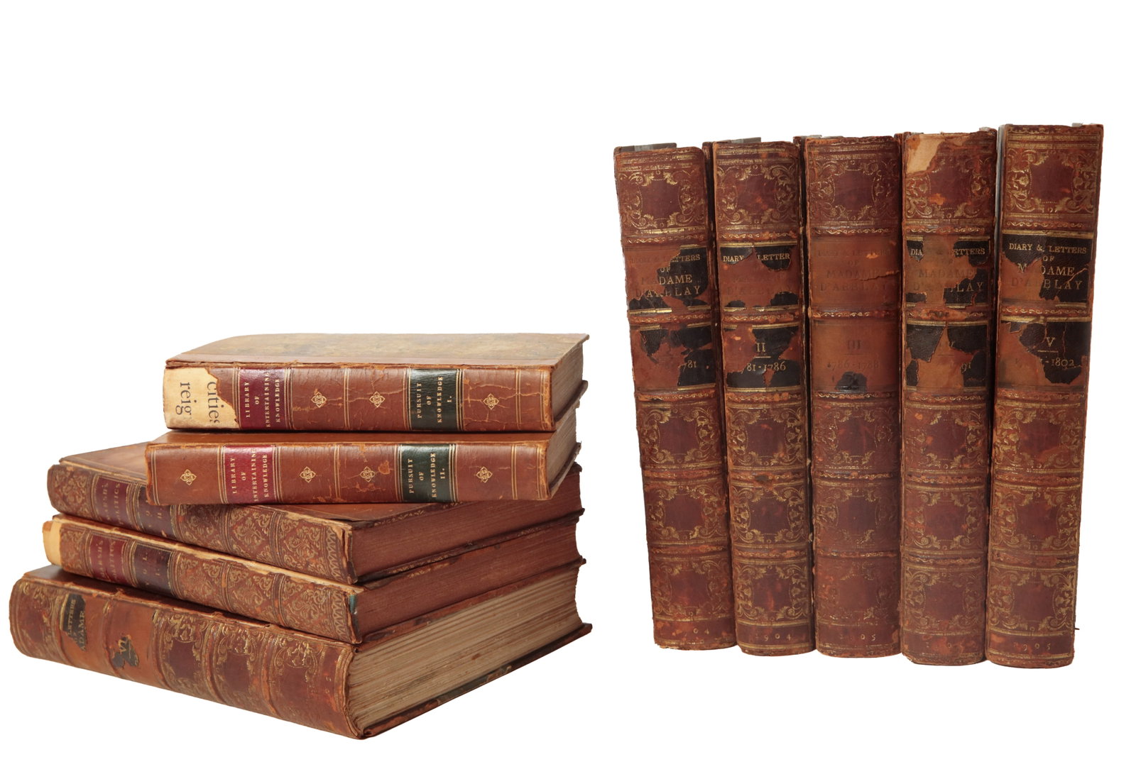 TEN LEATHER BOUND BOOKS. (1 of 7)