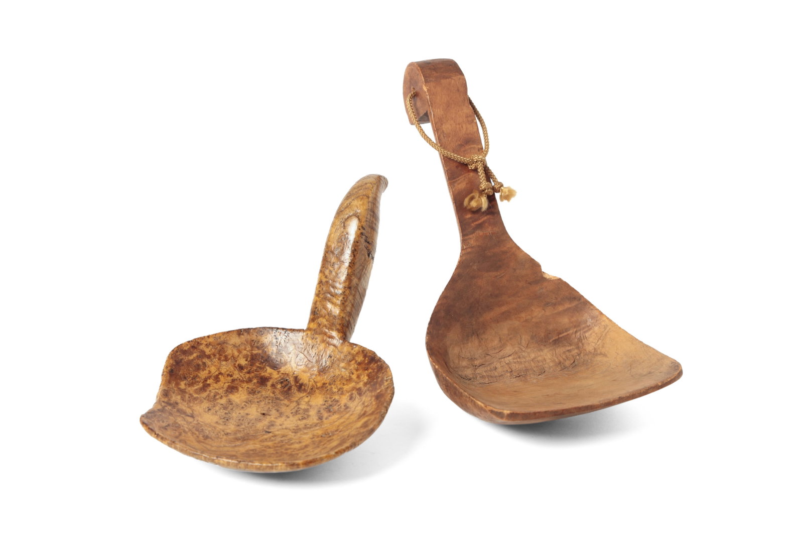 NATIVE AMERICAN ASH BURL SCOOP AND TIGER MAPLE SCOOP. (1 of 12)