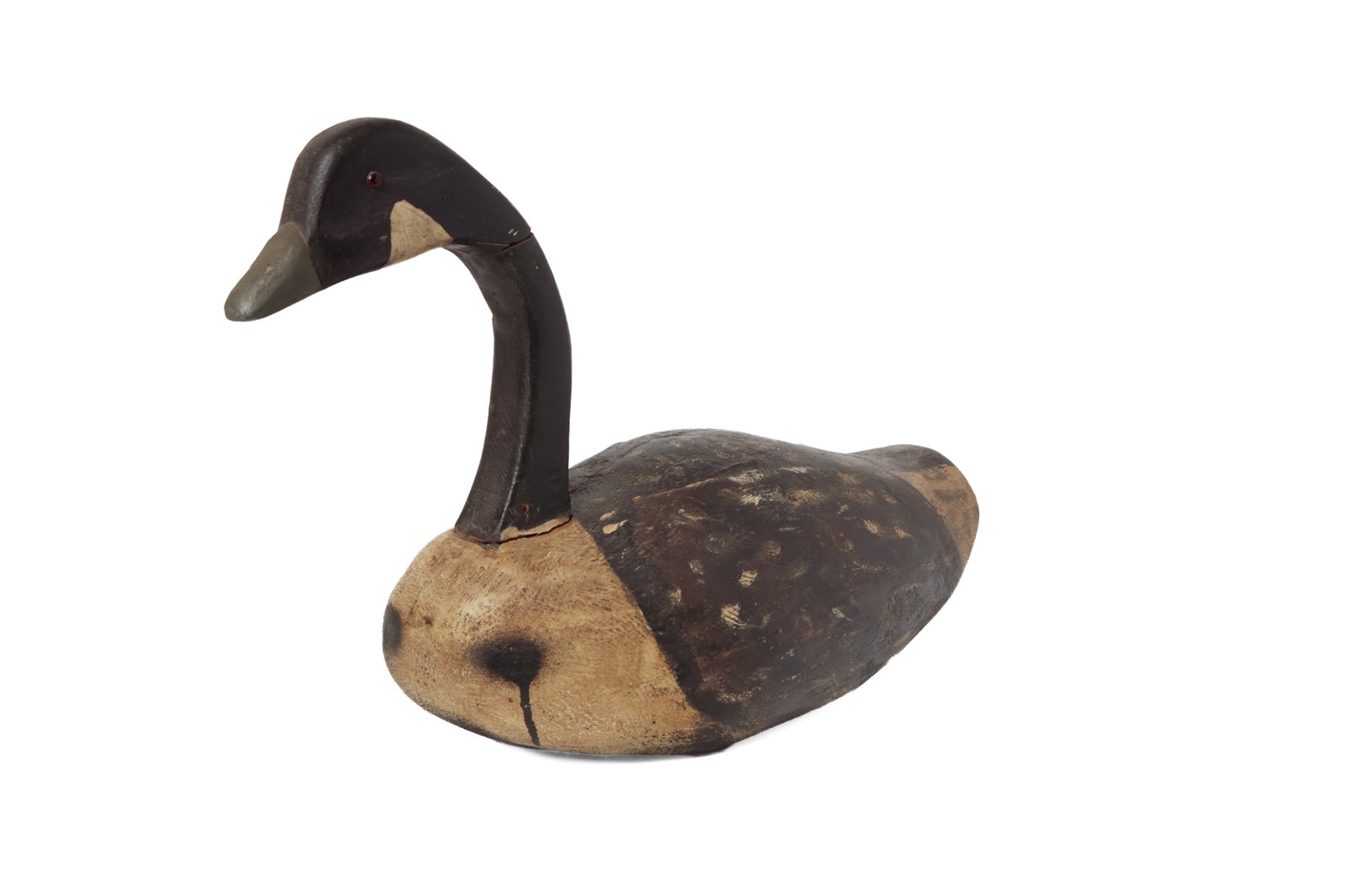 PAINT-DECORATED AND CARVED WOOD CANADA GOOSE DECOY. (1 of 6)