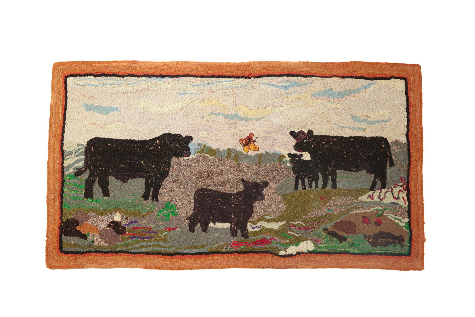 LARGE FARMYARD SCENE HOOKED RUG. - 2