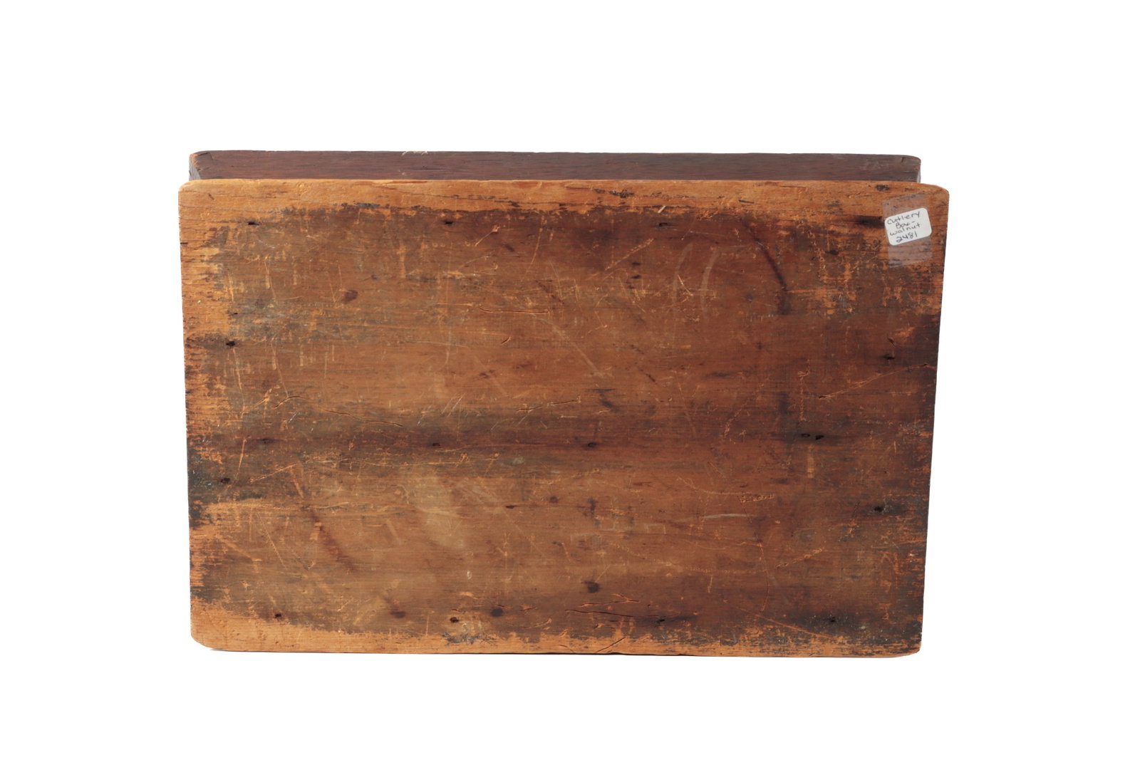 HANDLED WALNUT CUTLERY BOX. - 6