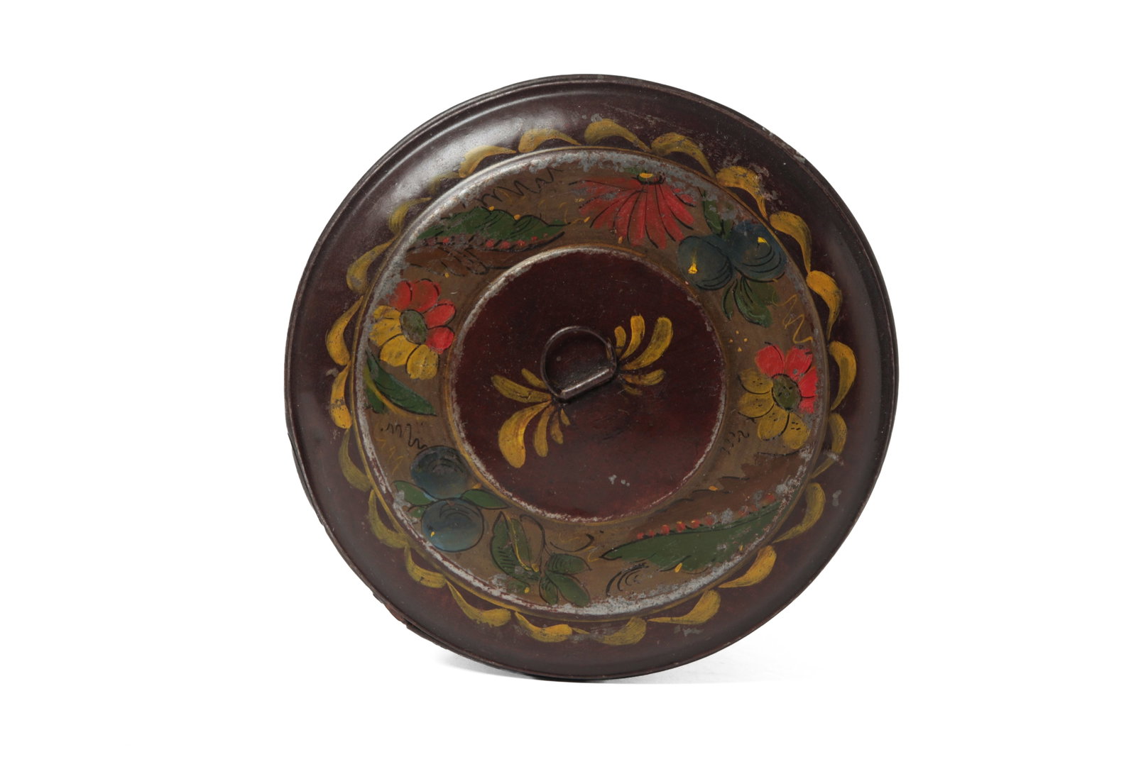TOLE-DECORATED LIDDED ROUND BOX. - 6