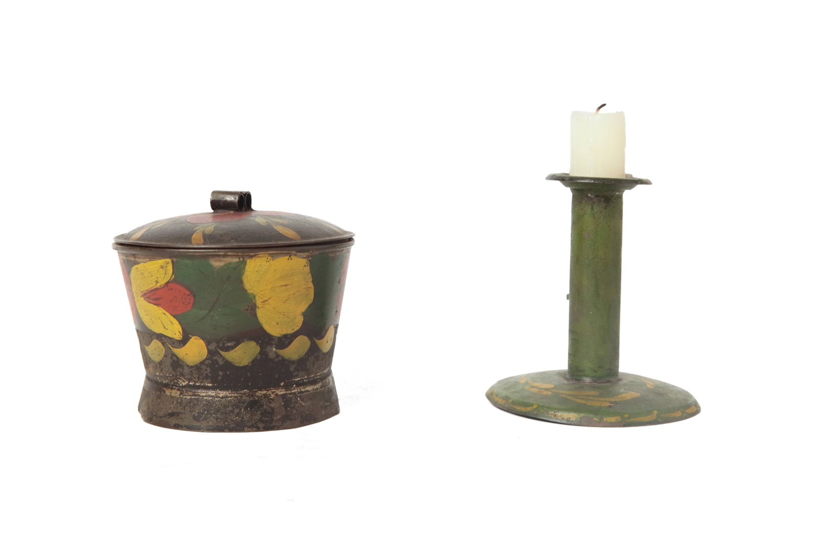 FIVE TOLE-DECORATED ITEMS. - 7