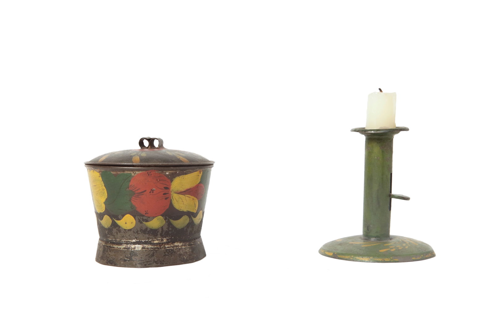 FIVE TOLE-DECORATED ITEMS. - 8