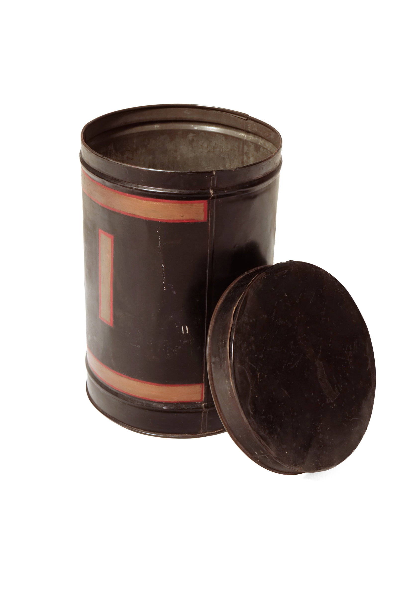 FIVE TOLEWARE LIDDED TEA CANISTERS. - 7