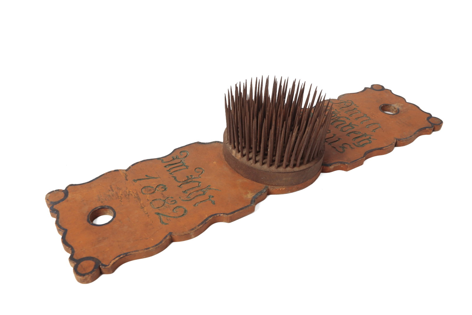 PAINT-DECORATED HATCHEL, DATED 1882. - 3