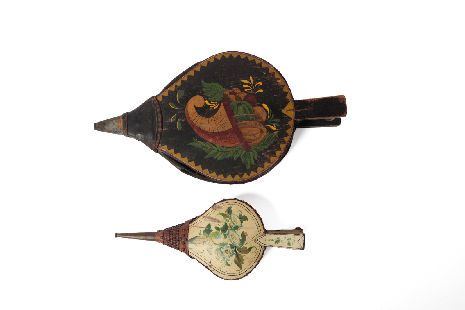 TWO PAINT-DECORATED BELLOWS. - 2