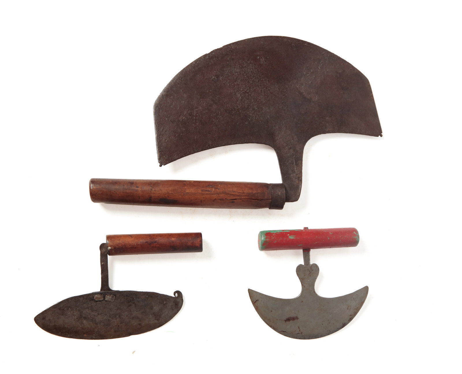 THREE WOOD-HANDLED CHOPPERS. (1 of 8)