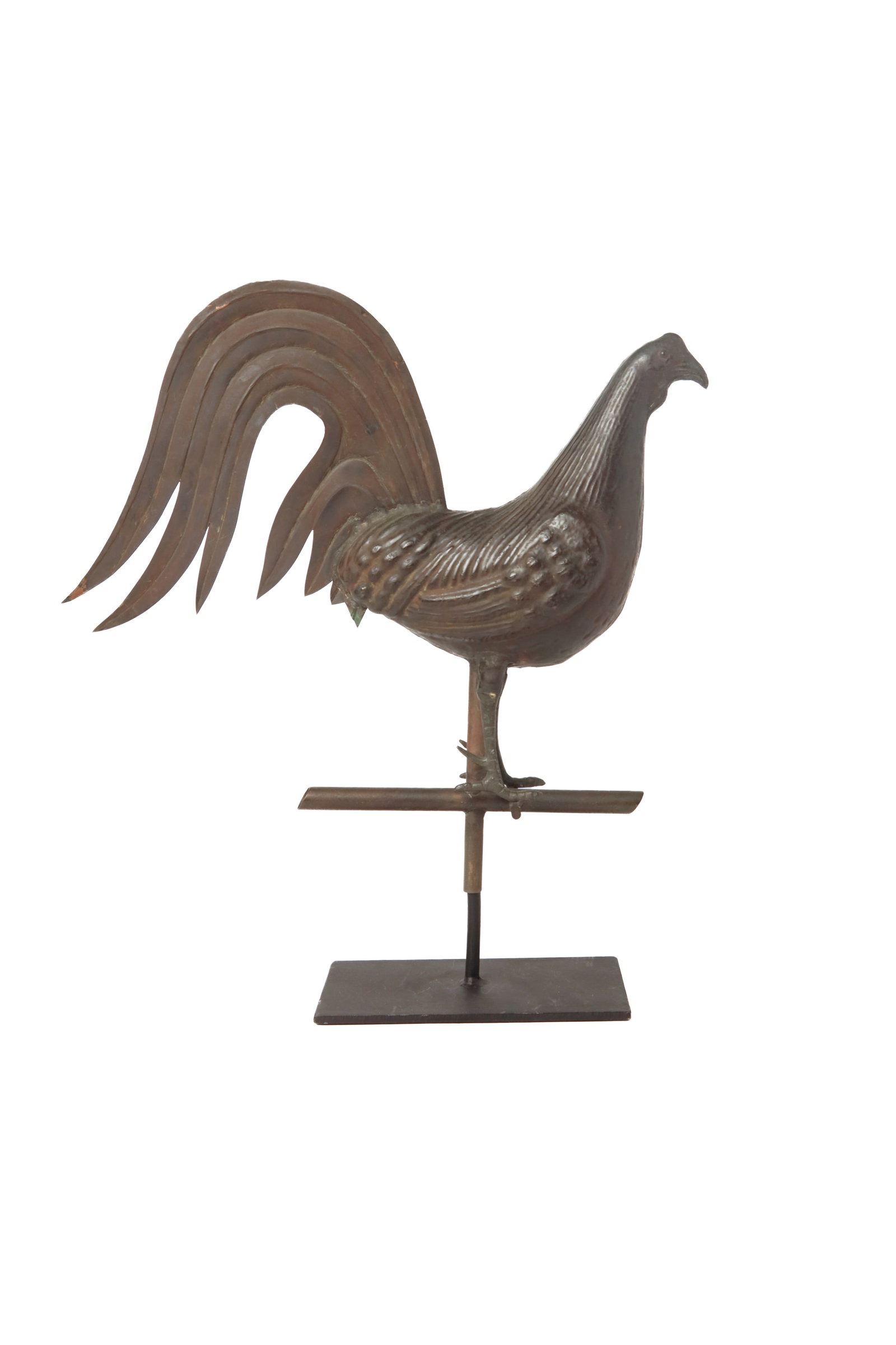 MOLDED COPPER FULL-BODIED ROOSTER WEATHERVANE. - 5