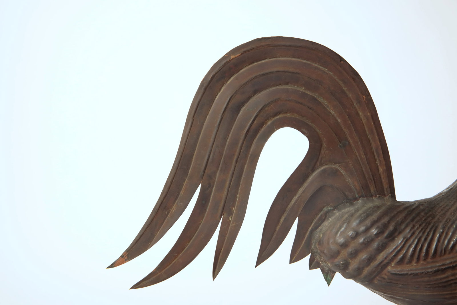 MOLDED COPPER FULL-BODIED ROOSTER WEATHERVANE. - 9