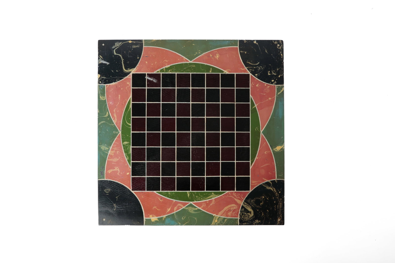 FOLK ART PAINT-DECORATED SLATE GAMEBOARD. (1 of 5)