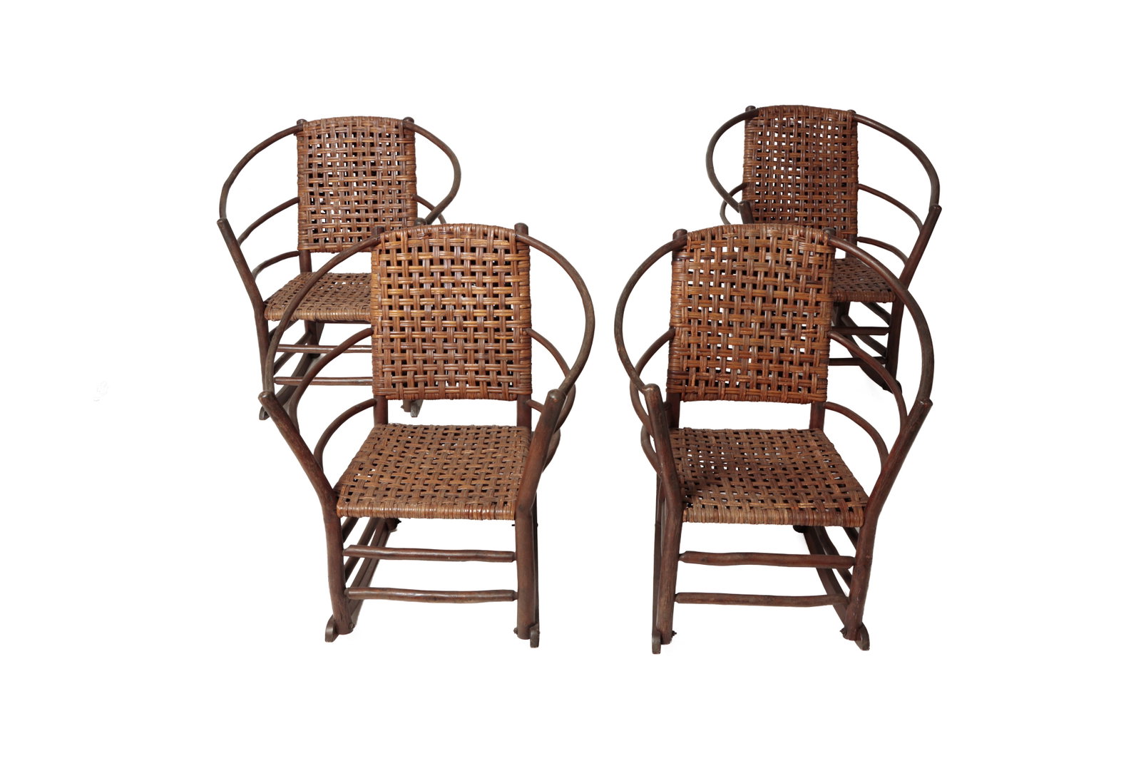 FOUR OLD HICKORY ADIRONDACK ROCKING CHAIRS. (1 of 14)