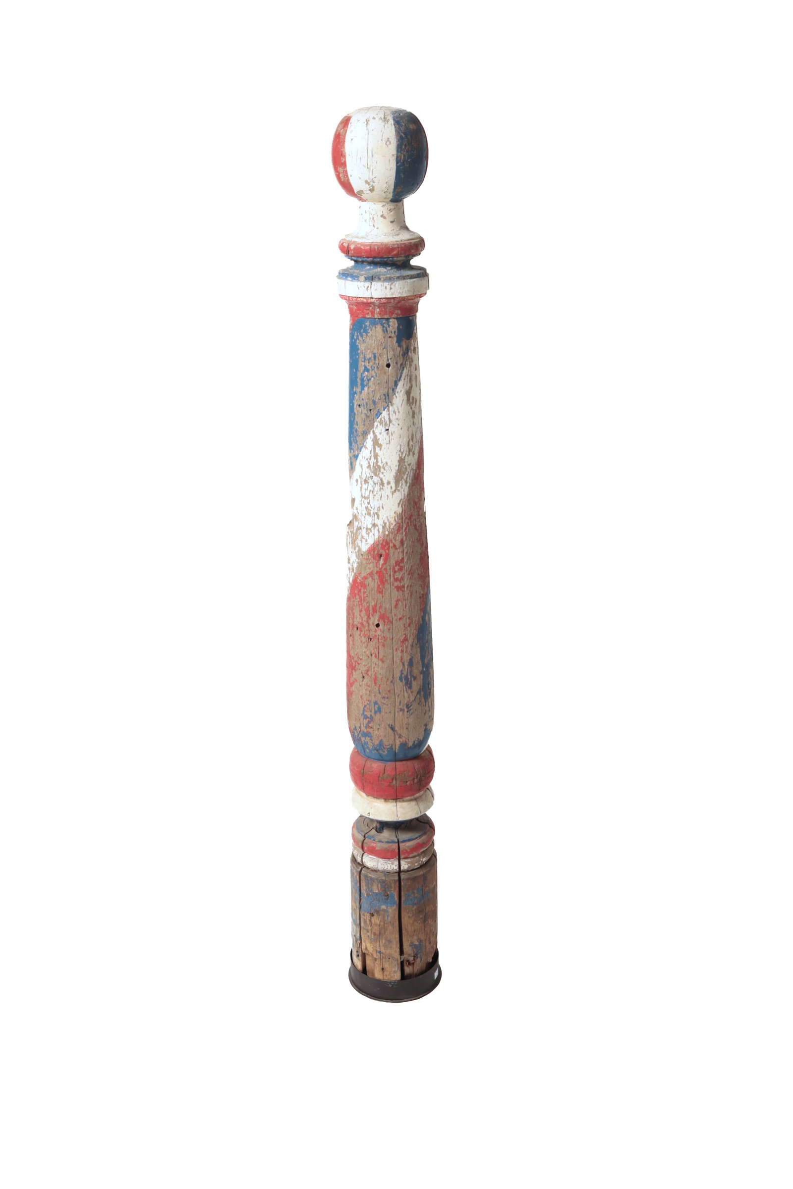 TURNED AND PAINTED BARBER POLE. (1 of 13)