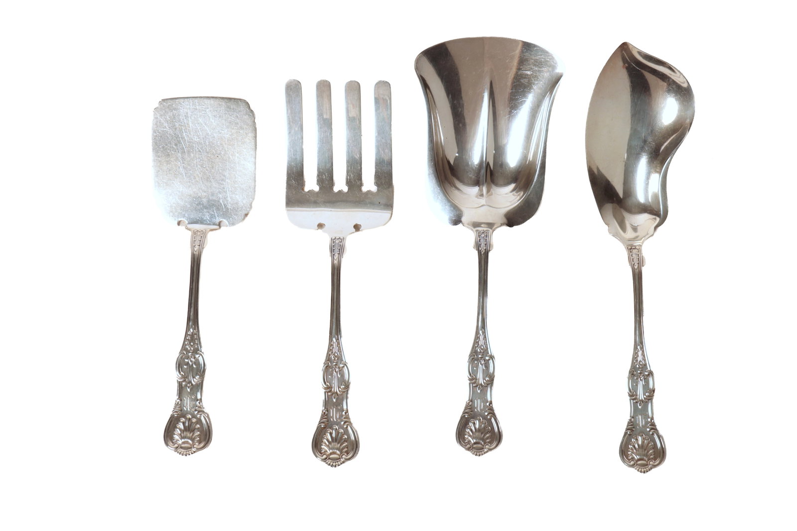PEQUIGNOT MARKED STERLING SILVER SERVING UTENSILS. (1 of 5)