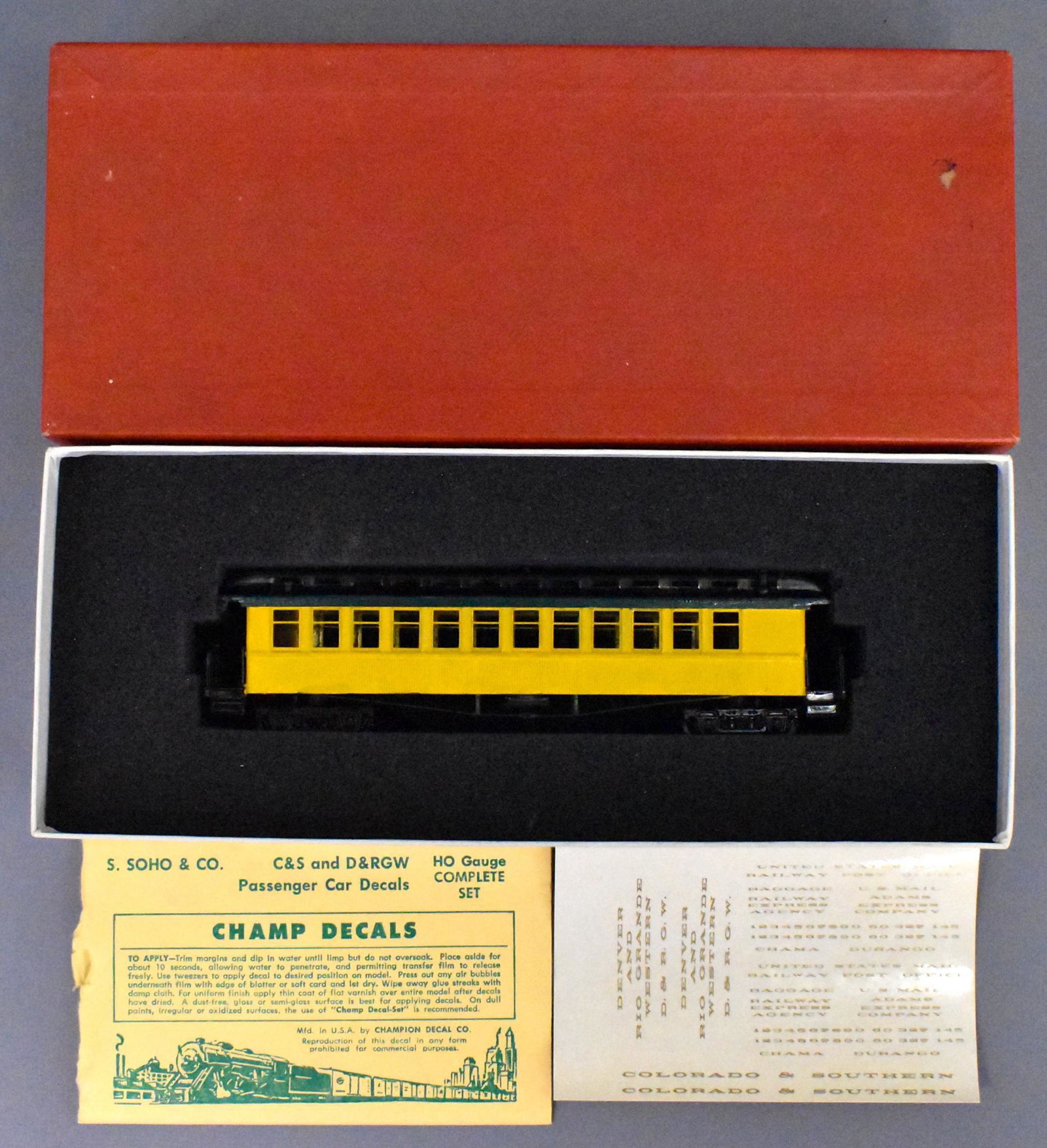 Soho HO scale brass Colorado & Southern #70 coach in: Coach has been custom painted and comes with decals, C7 in a very good original box.