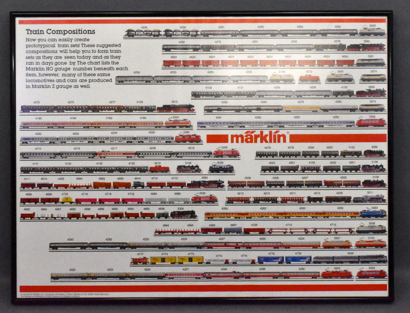 Professionally framed early 2000's Marklin HO dealer pr: Poster is mint and nicely framed, measures 25 1/4" x 19 1/4".