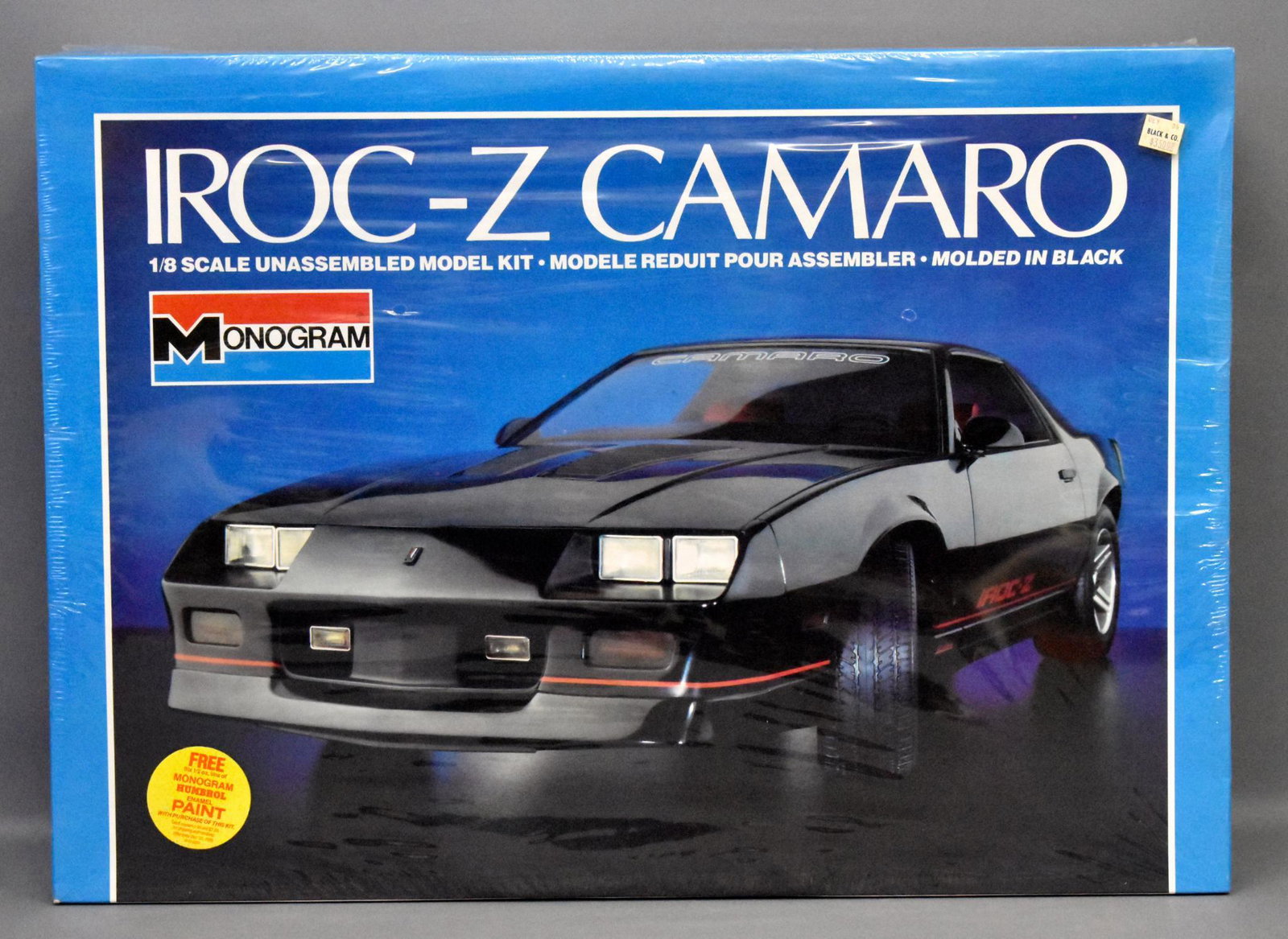 Factory sealed 1985 Monogram 1/8 scale IROC Z Camaro: Factory sealed 1985 Monogram 1/8 scale IROC Z Camaro plastic model kit, stock number 2610. Kit has been well cared for, see photos.