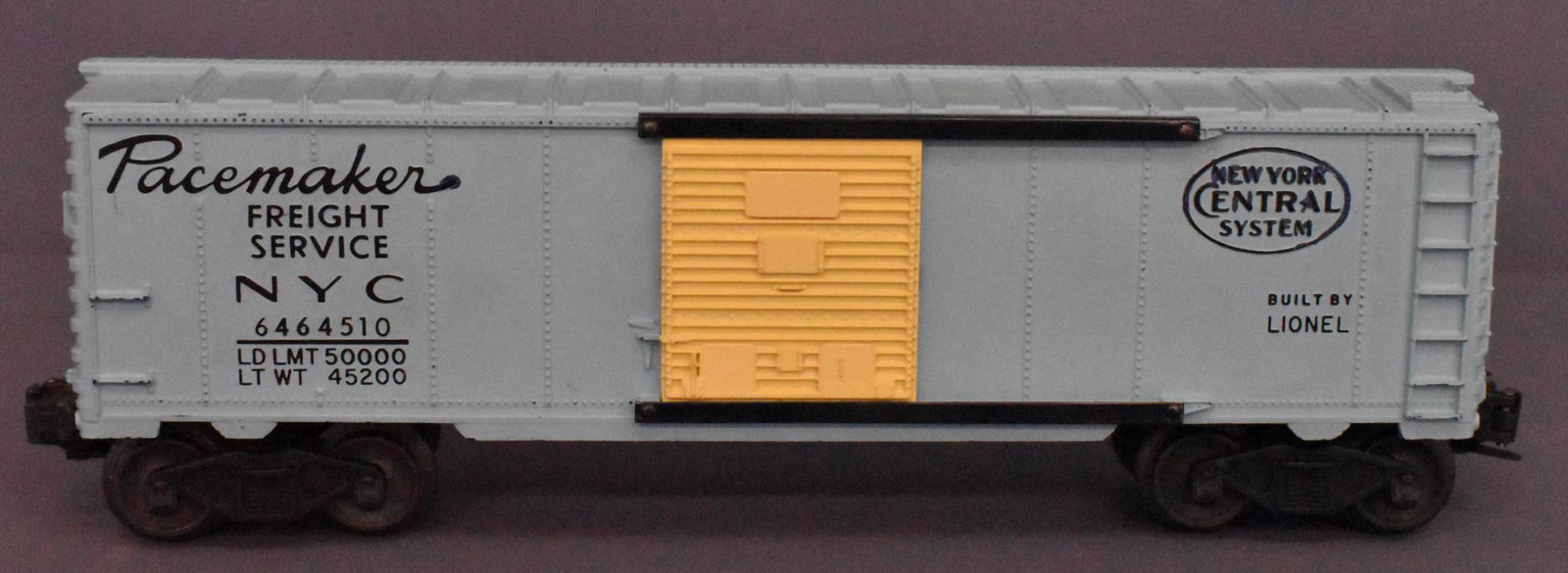 Lionel postwar O gauge 6464-510 New York Central GIRLS: Lionel postwar O gauge 6464-510 New York Central girls set box car, type IIb body with a few small chips or scratches on the roof and box rubs on the ladders, C6+.