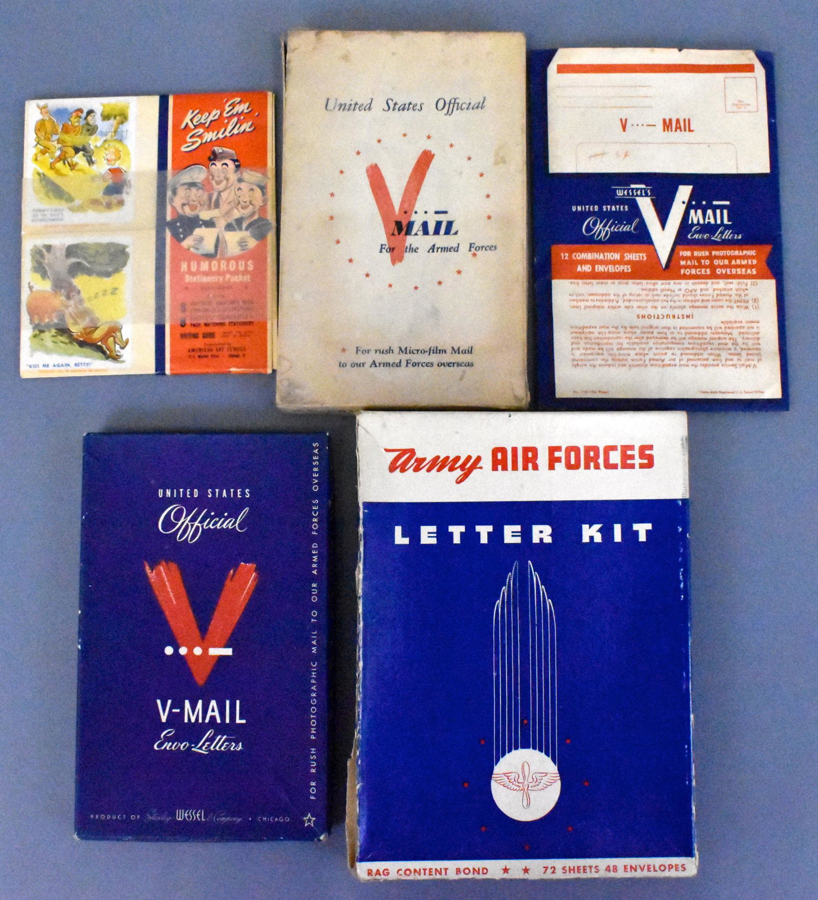 US WWII Military Army VMail V-Mail Letter Writing Kits: US WWII Military Army VMail V-Mail Letter Writing Kits 5 kits. See photos
