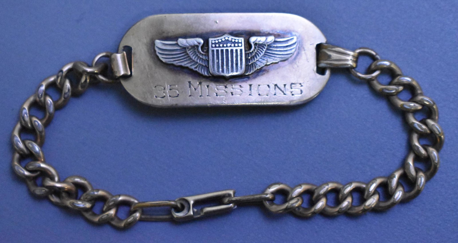 US WWII military USAAF Army Air Corp Bomber Arthur H.: US WWII military USAAF aviation Air Corp Army Air Force Bomber Pilot Aircrew Arthur H. Trier 35 missions bracelet marked 1/8th gold filled 10k LGB